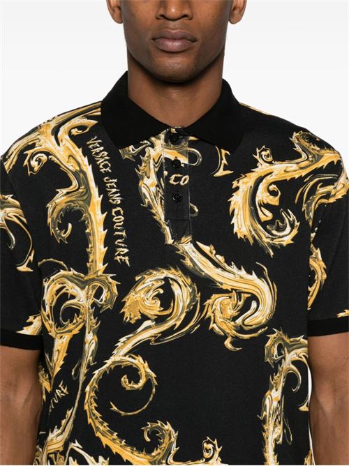 Polo uomo stampa barocca Versace jeans Couture | 77GAG6S0JS390G89